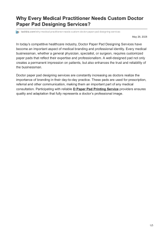 Why Every Medical Practitioner Needs Custom Doctor Paper Pad Designing Services?