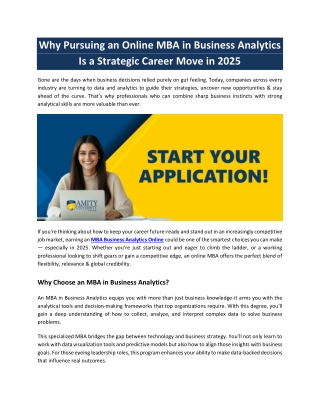 Why Pursuing an Online MBA in Business Analytics Is a Strategic Career Move in 2025