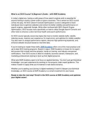 What is an SCO Course? A Beginner’s Guide – with DGR Academy