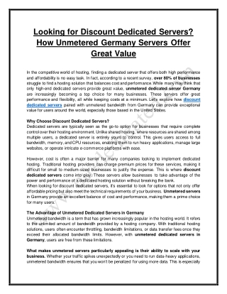 unmetered dedicated server Germany