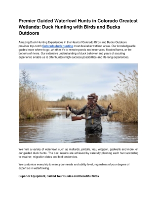 Premier Guided Waterfowl Hunts in Colorado Greatest Wetlands_ Duck Hunting with Birds and Bucks Outdoors