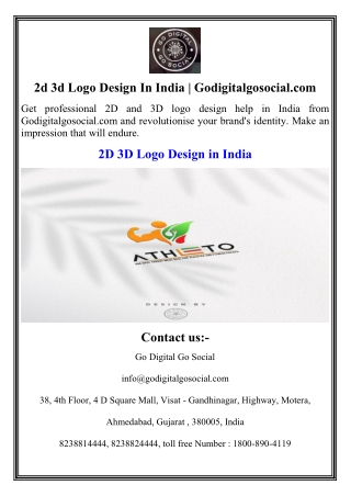 2d 3d Logo Design In India  Godigitalgosocial.com