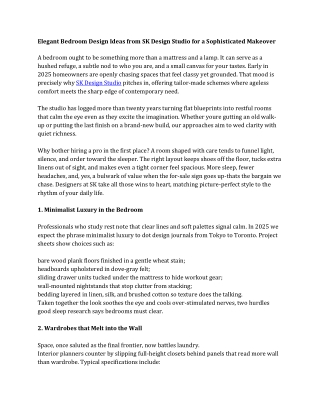 Elegant Bedroom Design Ideas from SK Design Studio for a Sophisticated Makeover