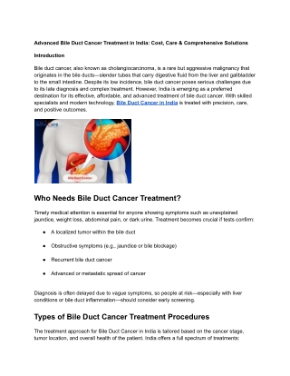 Bile Duct Cancer Treatment in India