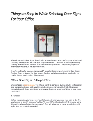 Things to Keep in While Selecting Door Signs For Your Office
