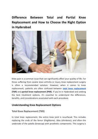 Difference Between Total and Partial Knee Replacement