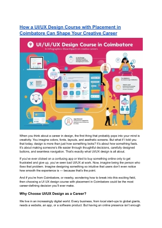How a UI_UX Design Course with Placement in Coimbatore Can Shape Your Creative Career