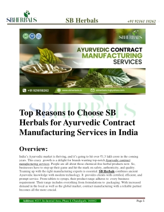 Ayurvedic Contract Manufacturing Services