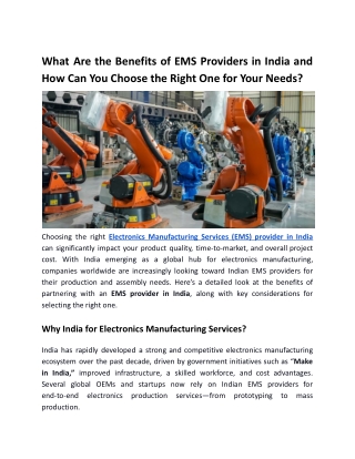 What Are the Benefits of EMS Providers in India?