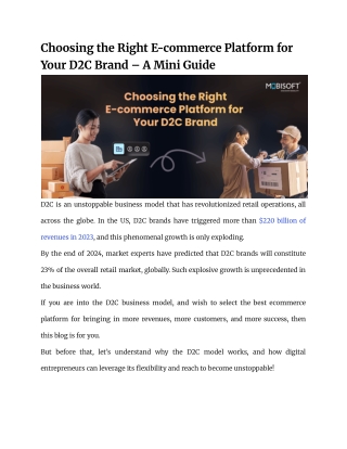 Choosing the Right E-commerce Platform for Your D2C Brand – A Complete Guide fo