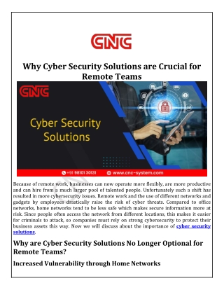 Why Cyber Security Solutions are Crucial for Remote Teams