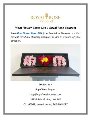 Mom Flower Boxes Usa | Royal Rose Bouquet
