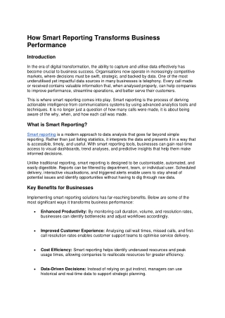 How Smart Reporting Transforms Business Performance