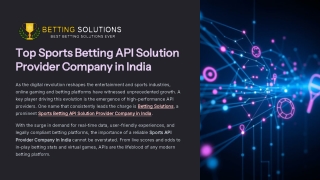 Top Sports Betting API Solution Provider Company in India