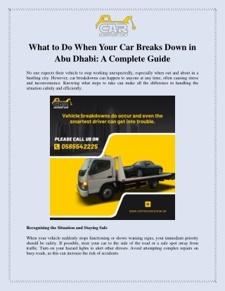 What to Do When Your Car Breaks Down in Abu Dhabi A Complete Guide