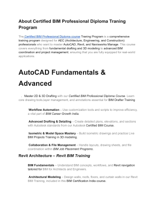 Certified BIM Professional Diploma Traning Program