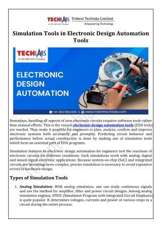 Simulation Tools in Electronic Design Automation Tools
