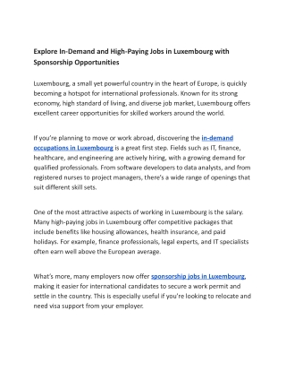 High-Paying Jobs in Luxembourg