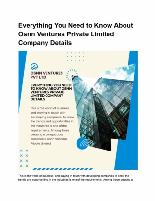 OSNN Ventures Pvt Ltd