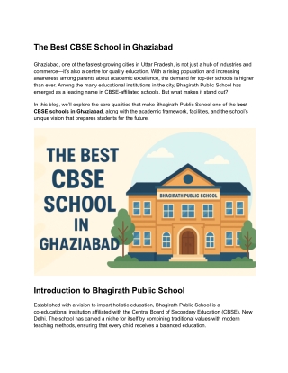 The Best CBSE School in Ghaziabad