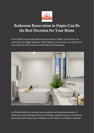 Bathroom Renovation in Dapto Can Be the Best Decision for Your Home