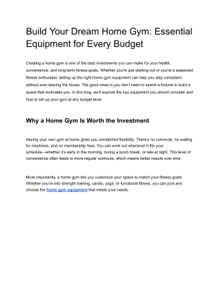 Build Your Dream Home Gym_ Essential Equipment for Every Budget