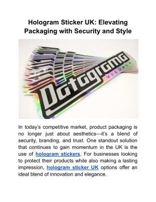 Hologram Sticker UK_ Elevating Packaging with Security and Style