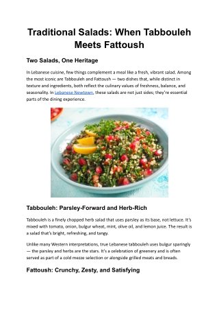 Traditional Salads_ When Tabbouleh Meets Fattoush