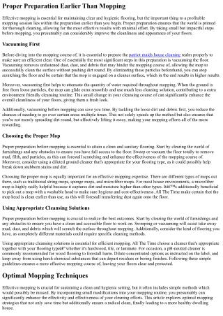 Small Modifications That Improve Mopping