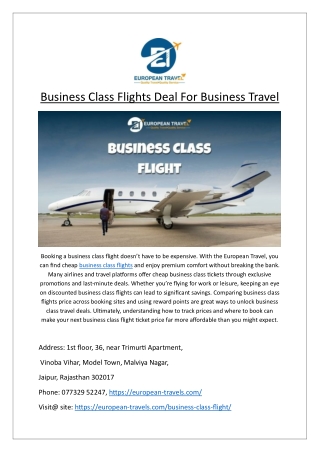 Business Class Flights Deal For Business Travel