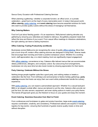 Savour Every Occasion with Professional Catering Services