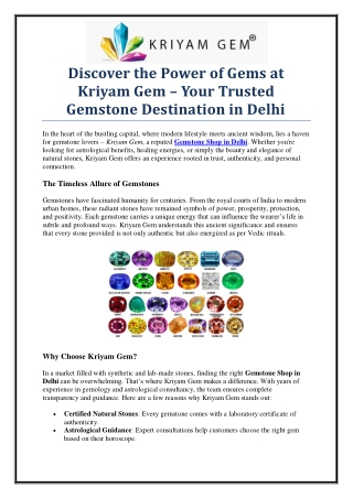 Premium & Certified Gemstones at the Best Gemstone Shop in Delhi