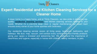 Expert Residential and Kitchen Cleaning Services for a Cleaner Home