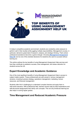 Top Benefits of Using Management Assignment Help UK