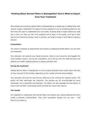 Thinking About Dermal Fillers in Basingstoke Here’s What to Expect from Your Treatment