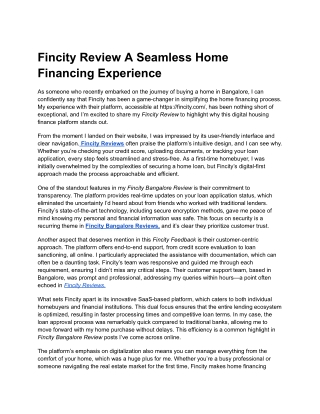 Fincity Review A Seamless Home Financing Experience