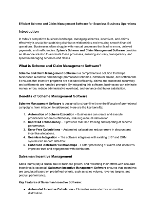 Efficient Scheme and Claim Management Software for Seamless Business Operations
