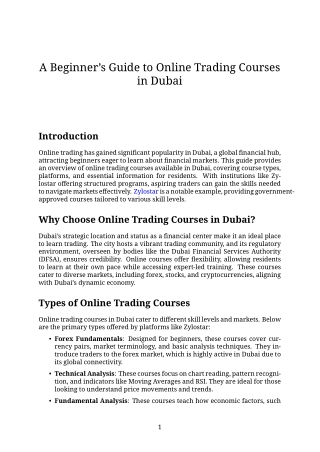 A Beginner’s Guide to Online Trading Courses in Dubai