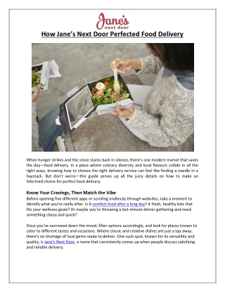 How Jane’s Next Door Perfected Food Delivery - Jane’s Next Door