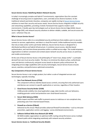Secure Service Access- Redefining Modern Network Security