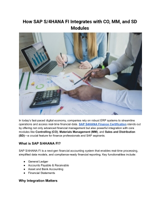 How SAP S_4HANA FI Integrates with CO, MM, and SD Modules