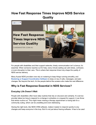 How Fast Response Times Improve NDIS Service Quality