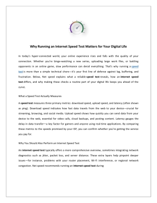 Why Running an Internet Speed Test Matters for Your Digital Life