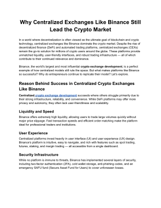 Why Centralized Exchanges Like Binance Still Lead the Crypto Market