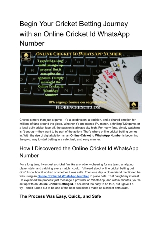 online cricket id whatsapp number