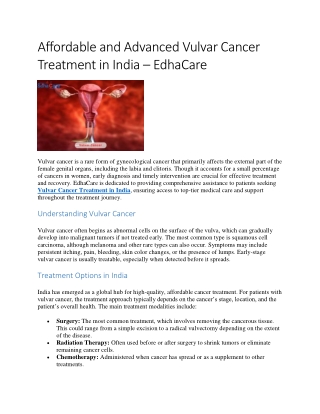 Affordable and Advanced Vulvar Cancer Treatment in India