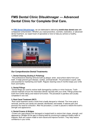 FMS DENTAL - Best dental clinic in Dilsukhnagar