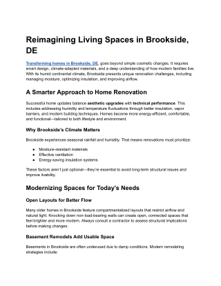 Reimagining Living Spaces in Brookside, DE