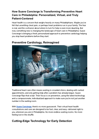 How Suave Concierge Is Transforming Preventive Heart Care in Philadelphia