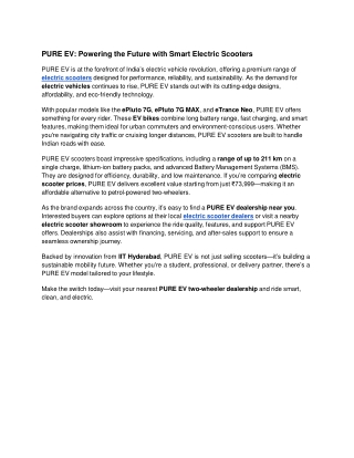 PURE EV_ Powering the Future with Smart Electric Scooters